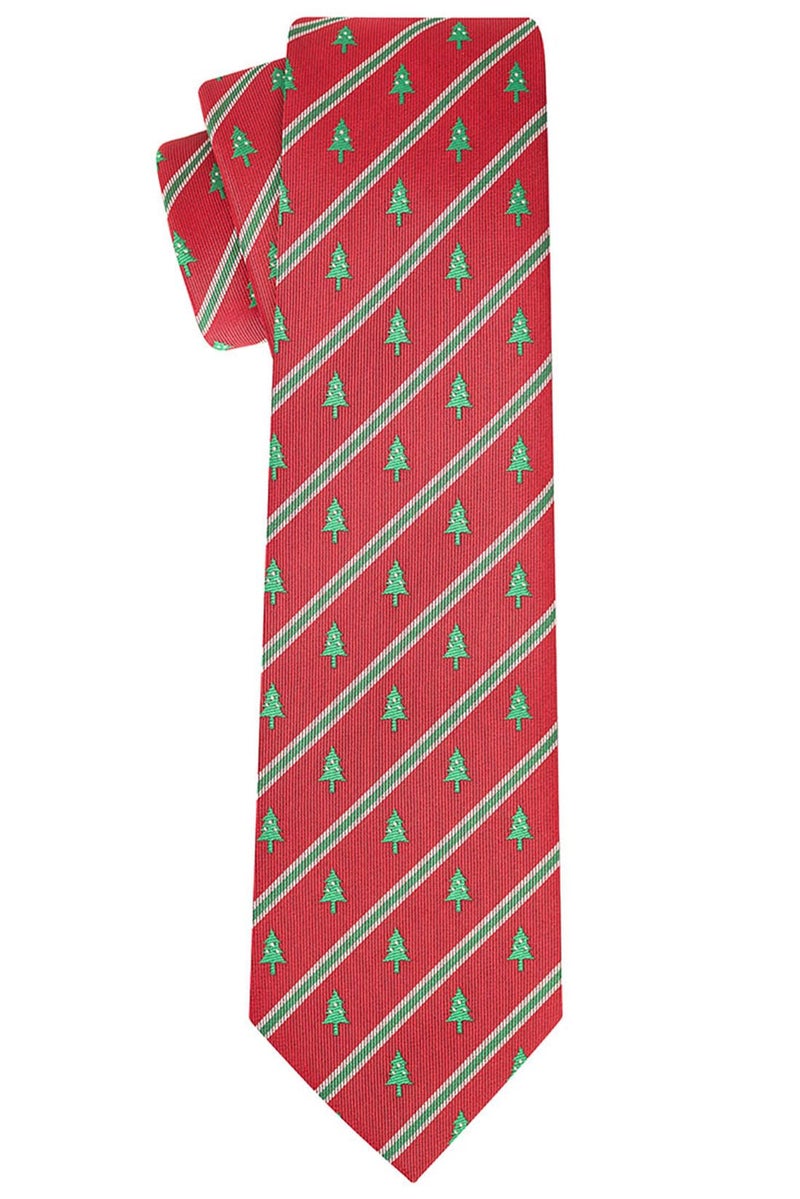 KissTies Mens Christmas Tie Xmas Tree Necktie Red Holiday Season Ties - Image 3